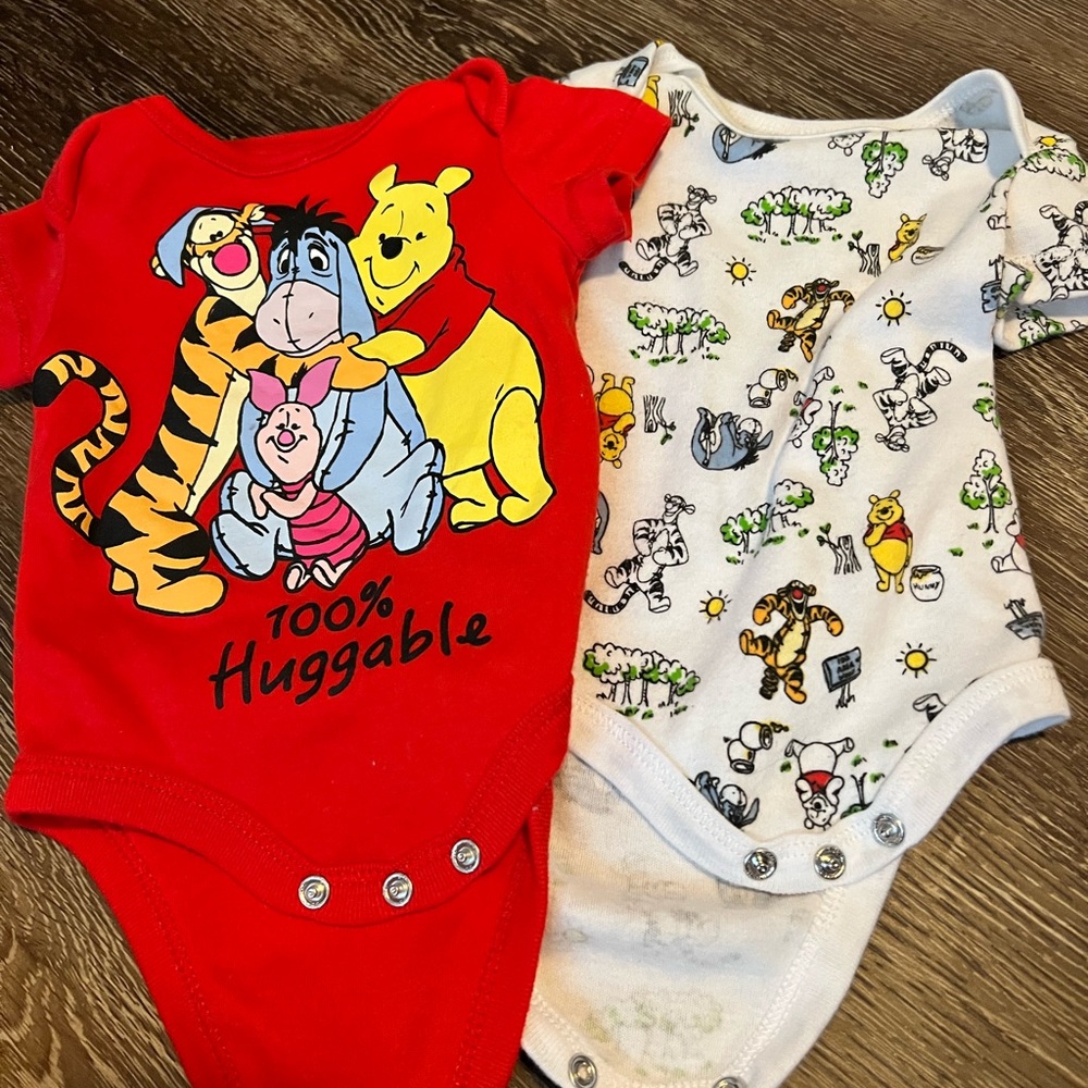 Disney Red and White Bodysuit Set with Winnie the Pooh